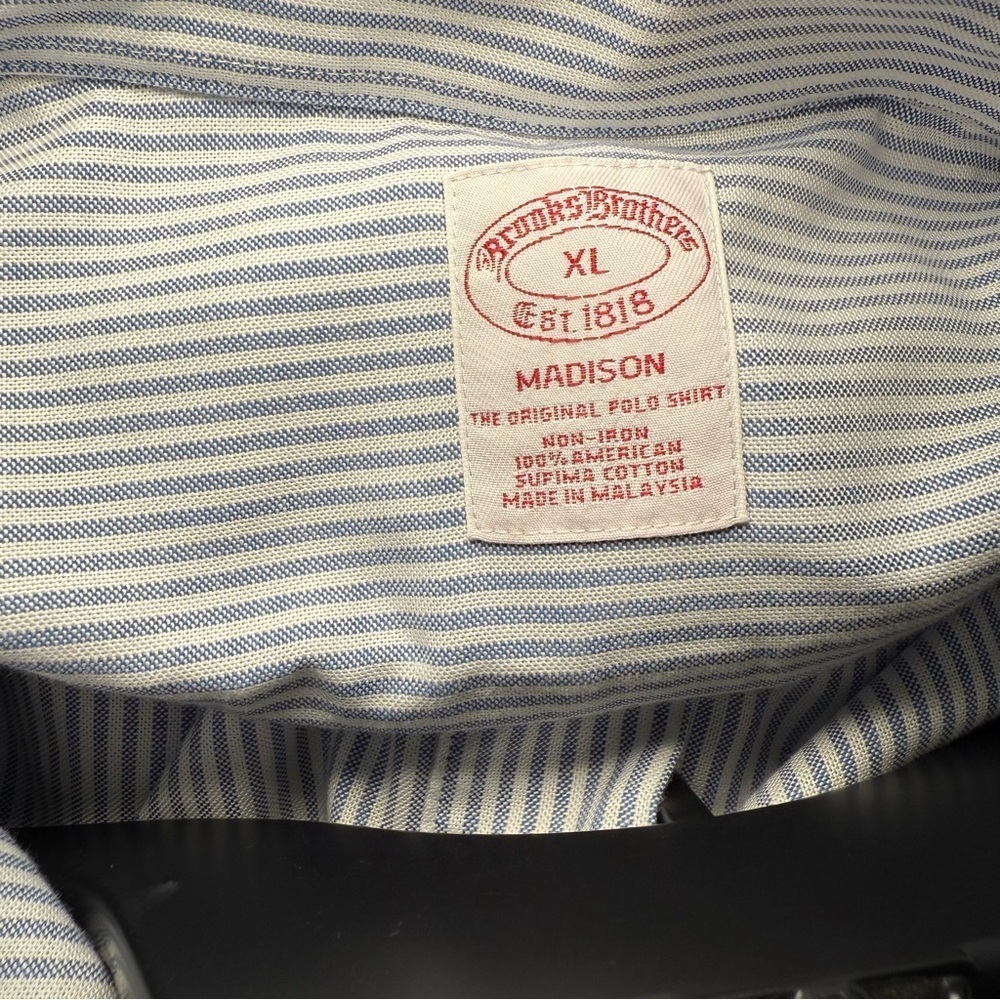 (2) Brooks Brothers Men’s Supima Cotton Oxford Striped Shirts XL - Picture 7 of 11